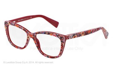 Image of Dolce&amp;Gabbana DG3190 Single Vision Prescription Eyeglasses 2791-52 - Top Mosaic/red Frame