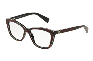 Image of Dolce&amp;Gabbana DG3190 Single Vision Prescription Eyeglasses 2938-54 - Printing Roses On Black Frame