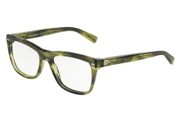 Image of Dolce&amp;Gabbana DG3226 Single Vision Prescription Eyeglasses 2926-52 - Striped Olive Green Frame