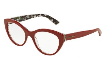 Image of Dolce&amp;Gabbana DG3246F Progressive Prescription Eyeglasses 3020-53 - Top Red/rose Print Frame