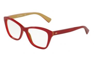 Image of Dolce&Gabbana DG3249 Progressive Prescription Eyeglasses 2968-53 - Top Red On Gold Frame