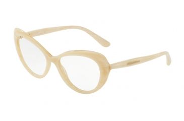 Image of Dolce&amp;Gabbana DG3264F Single Vision Prescription Eyeglasses 3084-54 - Beige Horn Frame