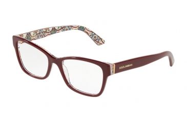 Image of Dolce&amp;Gabbana DG3274 Bifocal Prescription Eyeglasses, 52mm, Bordeaux On New Maiolica, DG3274-3179-52-BI