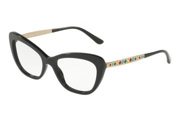 Image of Dolce&amp;Gabbana DG3275B Single Vision Prescription Eyeglasses 501-52 - Black Frame