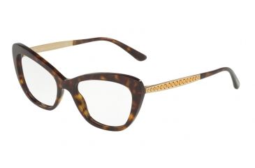 Image of Dolce&amp;Gabbana DG3275BF Single Vision Prescription Eyeglasses 502-54 - Havana Frame