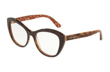 Image of Dolce&amp;Gabbana DG3284 Bifocal Prescription Eyeglasses, 51mm, Havana On Damascus Glitter, DG3284-3204-51-BI