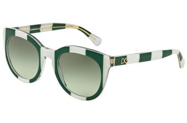 Image of Dolce&amp;Gabbana DG4249 Single Vision Prescription Sunglasses DG4249-30268E-50 - Lens Diameter 50 mm, Frame Color Stripe Green/white