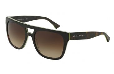 Image of Dolce&amp;Gabbana DG4255 Progressive Prescription Sunglasses DG4255-296113-56 - Lens Diameter 56 mm, Frame Color Havana/yellow Fluo/camo