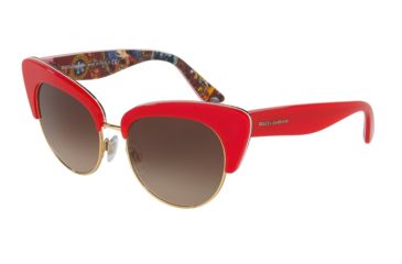 Image of Dolce&amp;Gabbana DG4277 Sunglasses 303413-52 - Top Red/handcart Frame, Brown Gradient Lenses