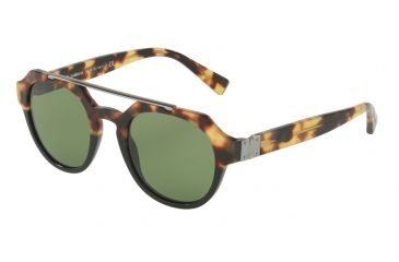 Image of Dolce&amp;Gabbana DG4313 Sunglasses 314352-50 - Light Havana Black Frame, Green Lenses