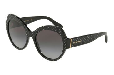 Image of Dolce&amp;Gabbana DG4320 Sunglasses 31268G-56 - Pois White On Black Frame, Grey Gradient Lenses