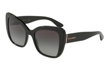 Image of Dolce&amp;Gabbana DG4348 Sunglasses 501/8G-54 - Women's, Black Frame, Grey Gradient Lenses