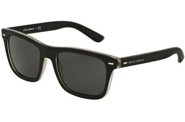 Image of Dolce&amp;Gabbana DG6095 Progressive Prescription Sunglasses DG6095-289687-55 - Lens Diameter 55 mm, Frame Color Top Crystal/Black Rubber