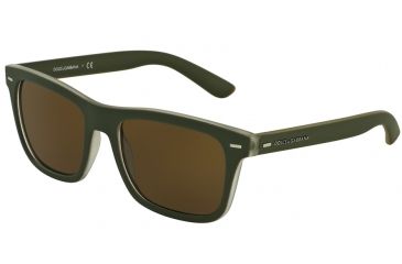 Image of Dolce&amp;Gabbana DG6095 Progressive Prescription Sunglasses DG6095-289873-55 - Lens Diameter 55 mm, Frame Color Top Crystal/Green Rubber