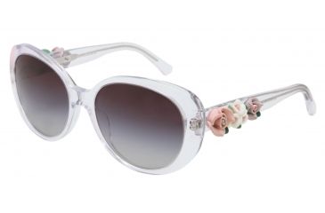 Image of Dolce&amp;Gabbana FLOWERS DG4183 Sunglasses 656/8G-57 - Crystal Frame, Gray Gradient Lenses