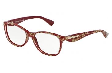 Image of Dolce&Gabbana GOLD LEAF DG3174 Eyeglass Frames 2748-52 - Leaf Gold On Red Frame