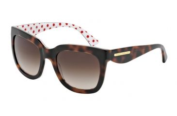 Image of Dolce&Gabbana GOLD LEAF DG4197 Progressive Prescription Sunglasses DG4197-287213-53 - Lens Diameter 53 mm, Frame Color Havana/Pois Red/White