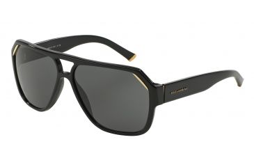 Image of Dolce&amp;Gabbana ICONIC EVOLUTION DG4138 Sunglasses 501/87-6214 - Shiny Black Frame, Gray Lenses