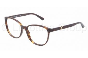 Image of Dolce&amp;Gabbana ICONIC LOGO DG3154P Single Vision Prescription Eyeglasses 502-5216 - Havana Frame