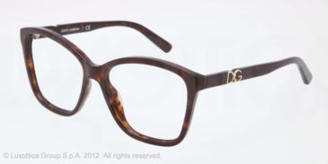 Image of Dolce&amp;Gabbana ICONIC LOGO DG3160P Progressive Prescription Eyeglasses 502-57 - Havana Frame, Demo Lens Lenses