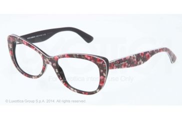 Image of Dolce&Gabbana LACE DG3166 Single Vision Prescription Eyeglasses 2778-53 - Top Black Flowers On Black Frame