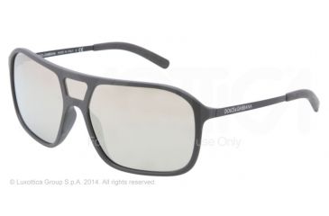 Image of Dolce&amp;Gabbana LIFESTYLE DG6083 Sunglasses 26516G-34 - Grey Rubber Frame, Mirror Grey Lenses