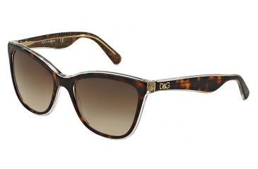 Image of Dolce&amp;Gabbana LIP GLOSS DG4193 Sunglasses 273813-56 - Top Havana/glitter Gold Frame, Brown Gradient Lenses