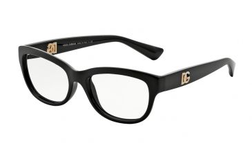 Image of Dolce&amp;Gabbana LOGO EXECUTION DG5011 Single Vision Prescription Eyeglasses 501-54 - Black Frame