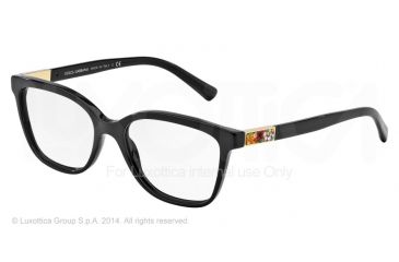 Image of Dolce&amp;Gabbana MOSAICO COLLECTION DG3187 Single Vision Prescription Eyeglasses 501-52 - Black Frame