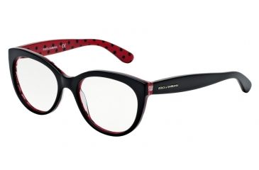 Image of Dolce&amp;Gabbana POIS DG3201 Bifocal Prescription Eyeglasses 2871-51 - Black/Pois Black/Red Frame
