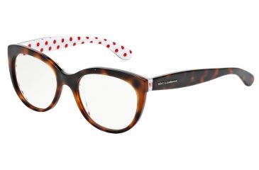 Image of Dolce&amp;Gabbana POIS DG3201 Bifocal Prescription Eyeglasses 2872-51 - Havana/Pois Red/White Frame