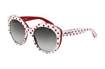Image of Dolce&amp;Gabbana POIS DG4227 Sunglasses 28758G-54 - Red Pois/whte/red Frame, Grey Gradient Lenses