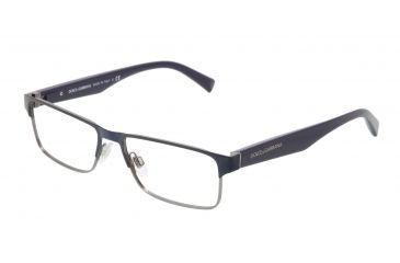 Image of Dolce&amp;Gabbana TAILORING DG1232 Single Vision Prescription Eyeglasses 1158-5416 - Gunmetal / Blue Frame, Demo Lens Lenses