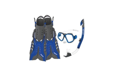 Image of Body Glove Fiji Mask/Snorkel/Fin Snorkeling Set - Blue/Grey 6B3E90FD, S/M, Blue/Grey, 17039PSET-BLUGRY-S/M