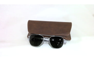 Image of EDEMO AO Original Pilot Sunglasses, Matte Silver Frame, 52 mm Calobar Green SkyMaster Glass Lenses, Bayonet Temple,738921550105, EDEMO1