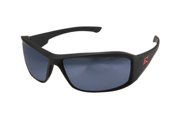 Image of Edge Eyewear Brazeau Torque Safety Glasses - Matte Black Frame with Red E Logo / Polarized G-15 Silver Mirror Lens, One Size, TXB23-G15-7