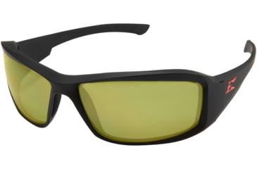 Image of Edge Eyewear Brazeau Torque Safety Glasses - Matte Black Frame with Red E Logo / Polarized Yellow Lens, One Size, TXB232