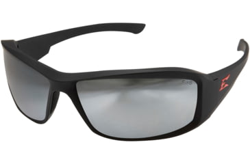Image of Edge Eyewear Brazeau Torque Safety Glasses - Matte Black Frame with Red E Logo / Silver Mirror Lens, One Size, XB137