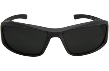 Image of Edge Eyewear Brazeau Torque Safety Glasses - Matte Black Frame with Red E Logo / Smoke Vapor Shield Lens, One Size, XB136VS