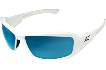 Image of Edge Eyewear Brazeau Torque Safety Glasses - White Frame with Black E Logo / Blue Mirror Lens, One Size, XB148