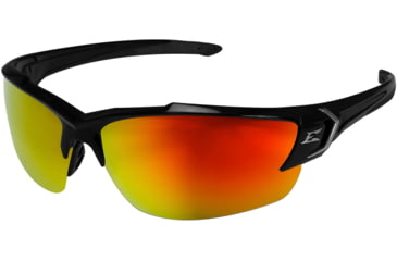 Image of Edge Eyewear Khor G2 Safety Glasses - Black Frame / Aqua Precision Red Mirror Lenses, One Size, SDKAP119-G2