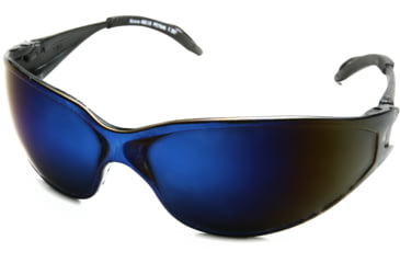 Image of Edge Eyewear Kirova Safety Glasses - Black Frame, Blue Mirror Lens AB118