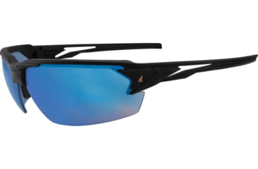 Image of Edge Eyewear Pumori - Matte Black Frame / Aqua Precision Blue Mirror Lenses, Black Frame, XPAP418