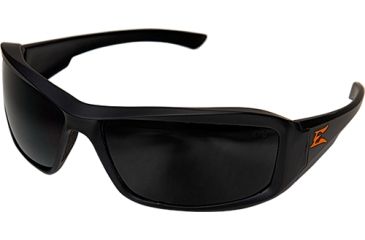 Image of Edge Safety Brazeau Torque Glasses, Polarized, Black w/Orange E Logo Frame, Smoke Lens, TXB236-E2