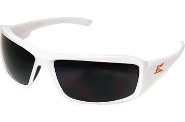Image of Edge Safety Brazeau Torque with Orange E Logo, Polarized Smoke Lens, White Frame, TXB246-E2