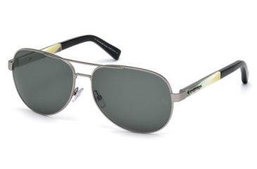 Image of Ermenegildo Zegna EZ0010 Sunglasses - Matte Light Ruthenium Frame Color, Green Lens Color