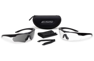 Image of ESS Crossbow 2X Eyeshields Shooting Safety Glasses, Black Frame, Clear/Smoke Lenses 740-0504