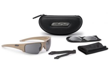 Image of ESS Crowbar Tactical Sunglasses Kit,Terrain Tan Frame,Clear and Smoke Lenses,Pouch,Strap EE9019-05