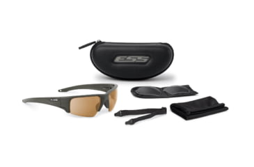 Image of ESS Crowbar Tactical Sunglasses, Stealth Olive Frame, Hi-Def Bronze/Gray Lenses, Silver Logo, EE9019-17