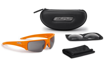 Image of ESS Crowbar Tactical Sunglasses, Hi-Vis Orange Frame, Clear/Smoke Lens, Silver Logo, EE9019-18